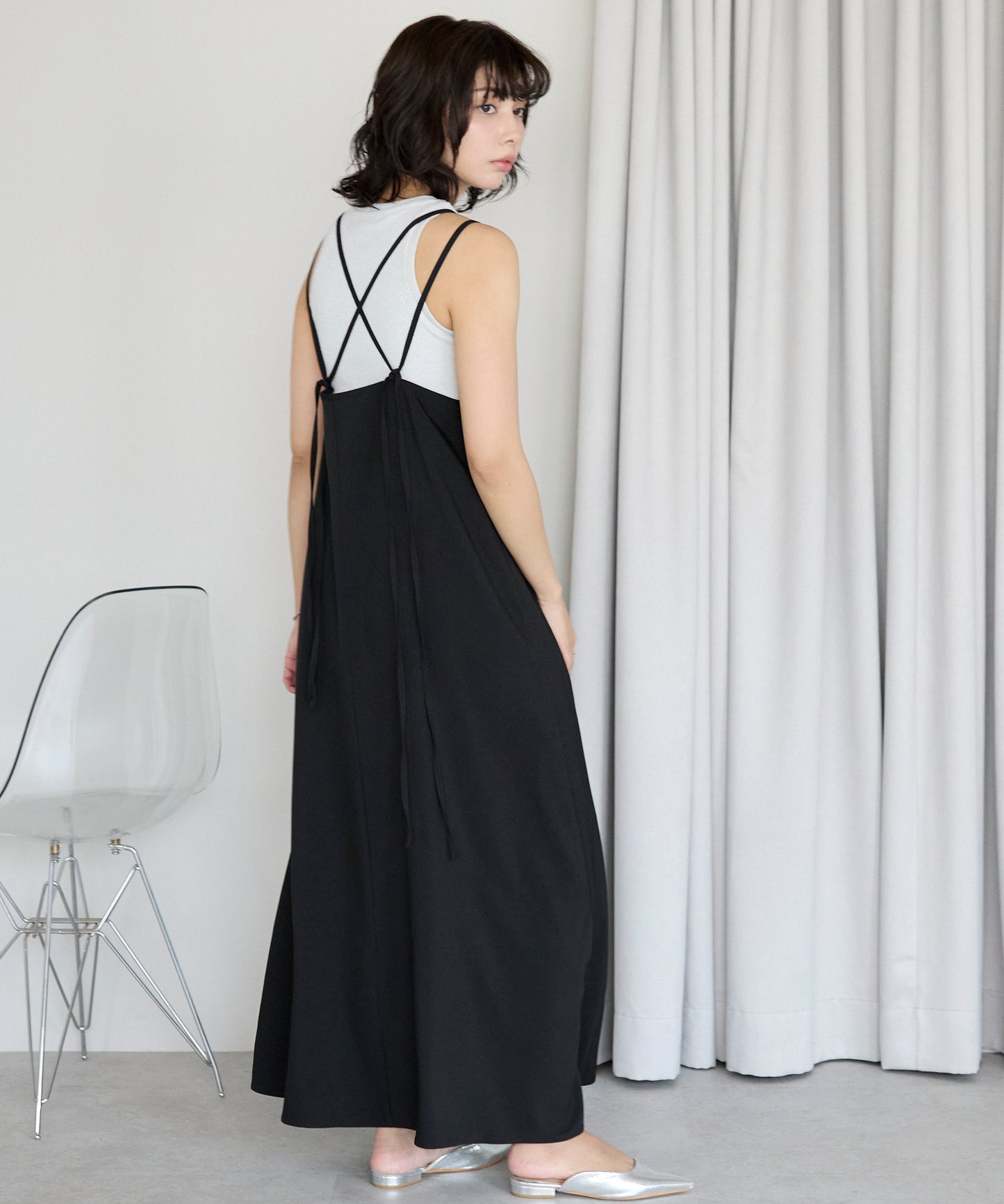 Double strap camisole dress　ダブルストラップキャミワンピース