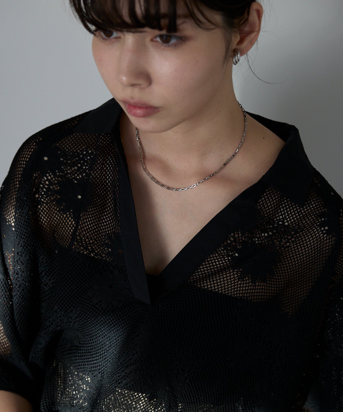 Flower mesh skipper tops フラワーメッシュスキッパートップス