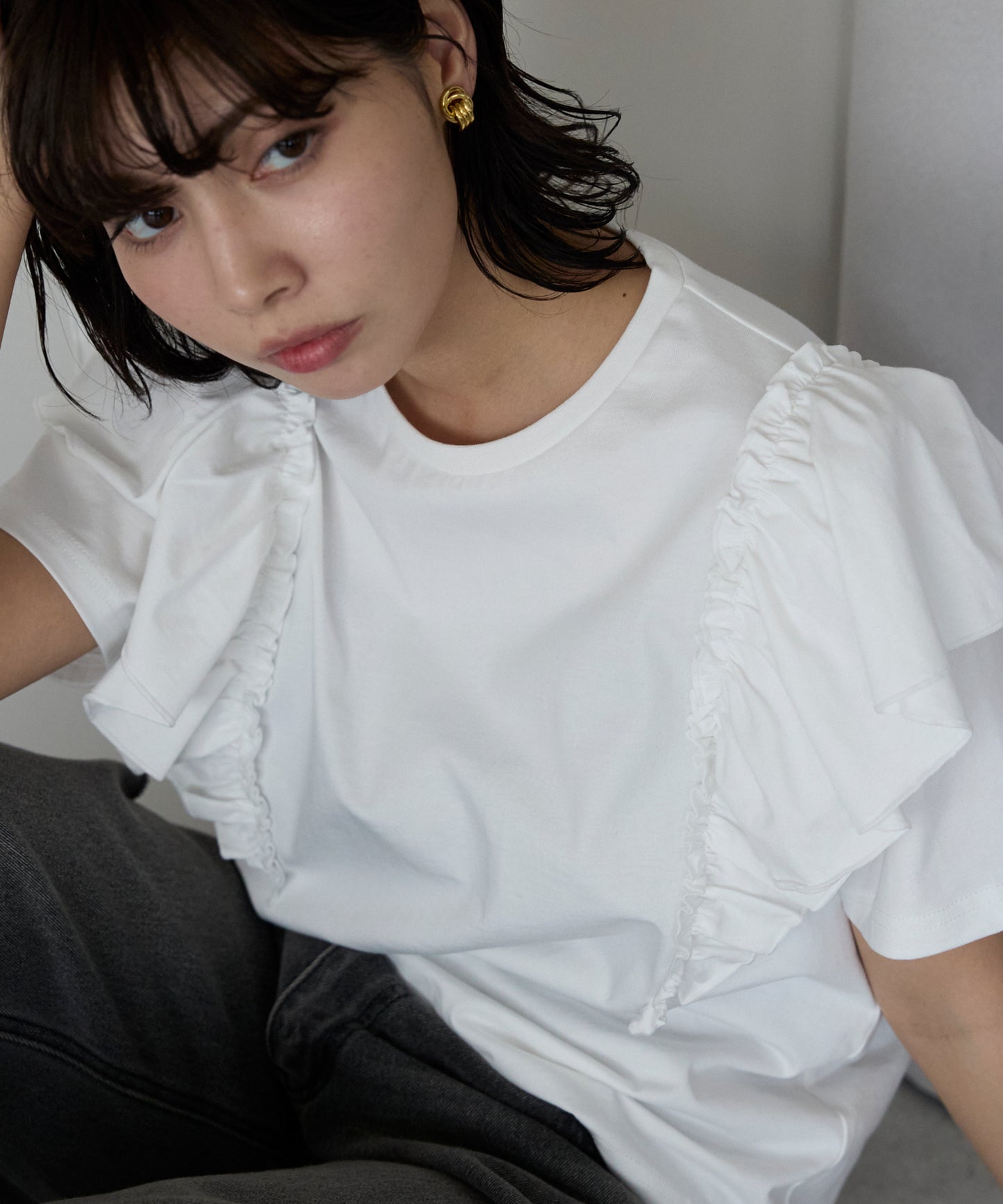 Shoulder frill T-shirt ショルダーフリルT