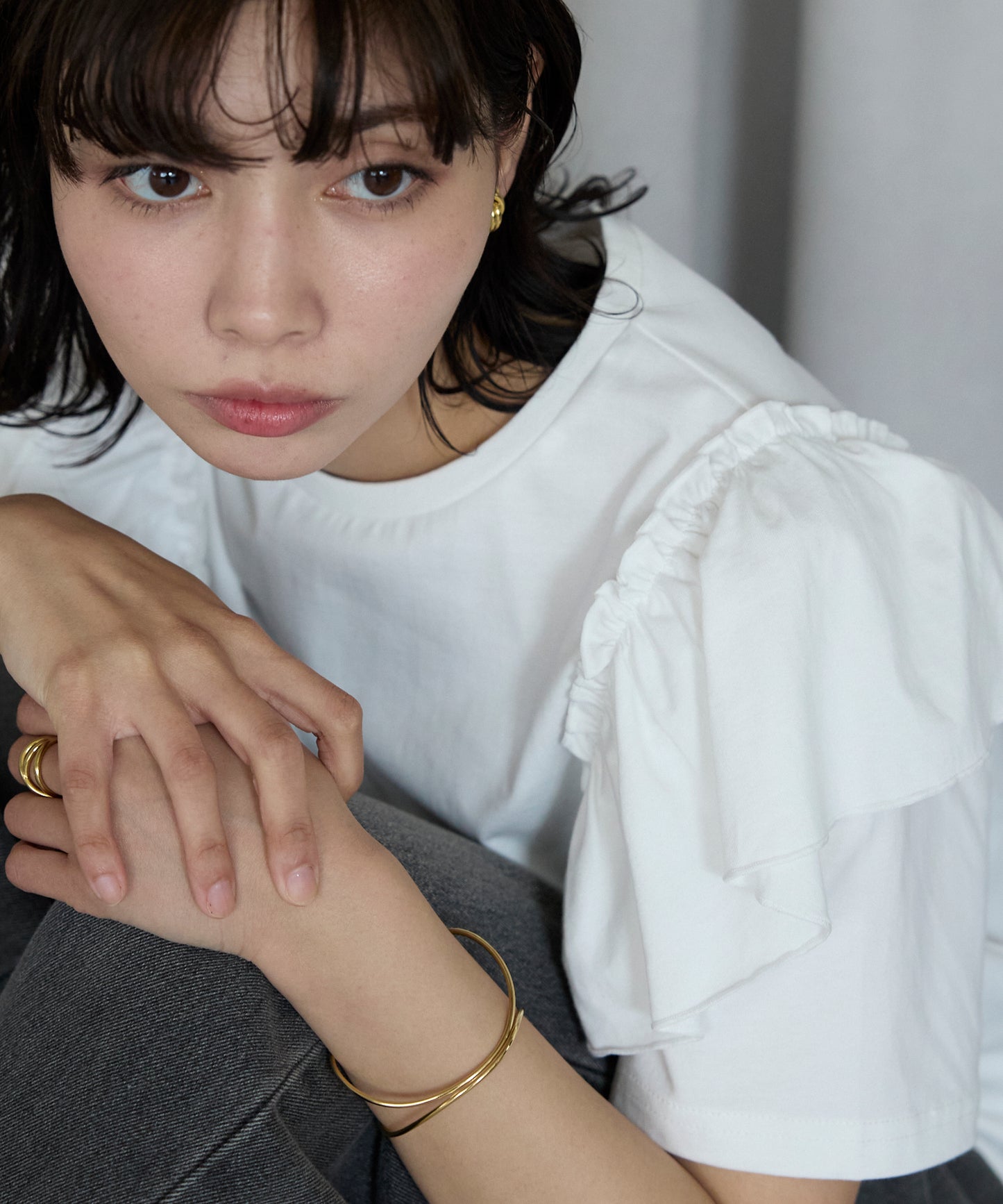 Shoulder frill T-shirt ショルダーフリルT