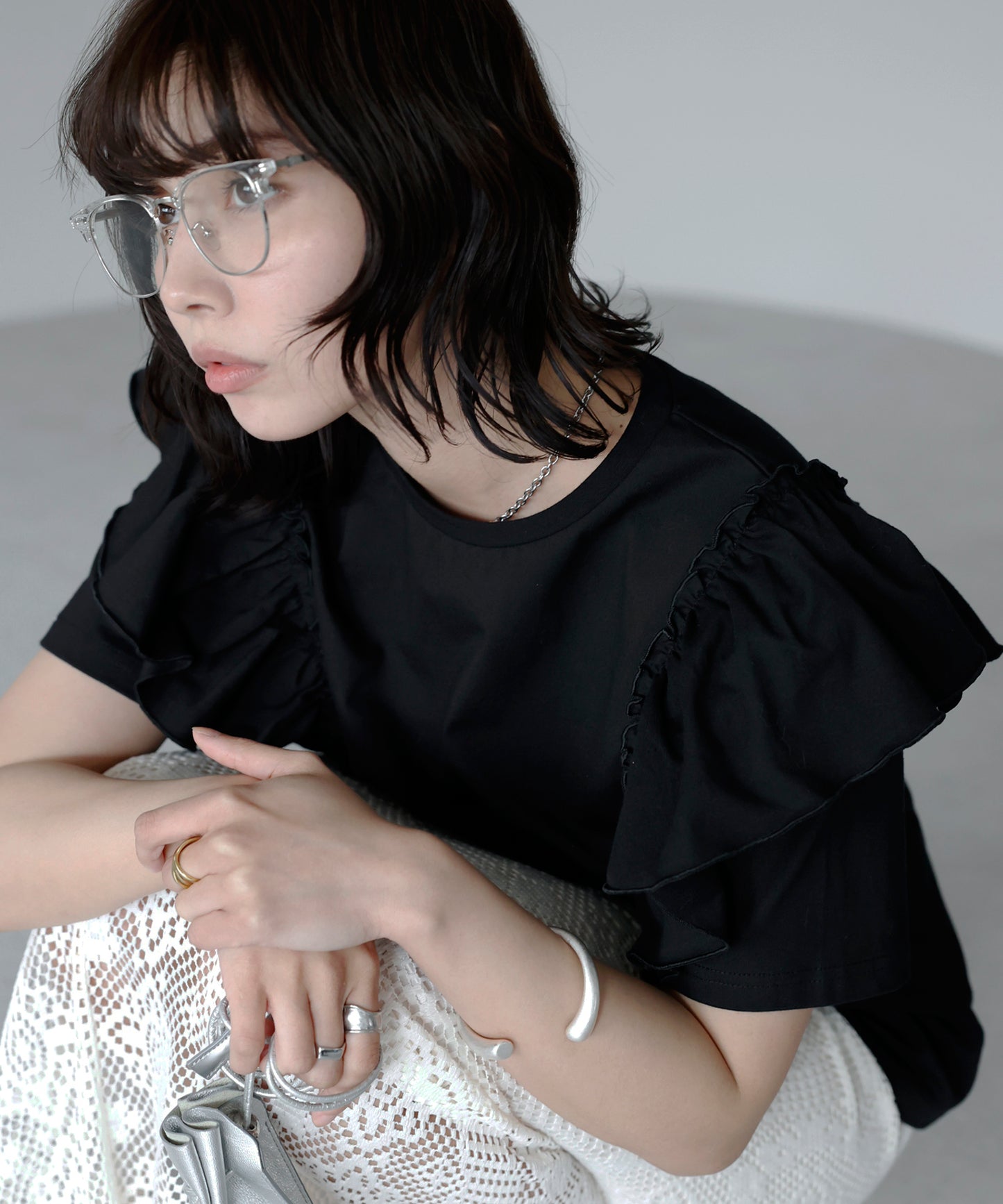 Shoulder frill T-shirt ショルダーフリルT