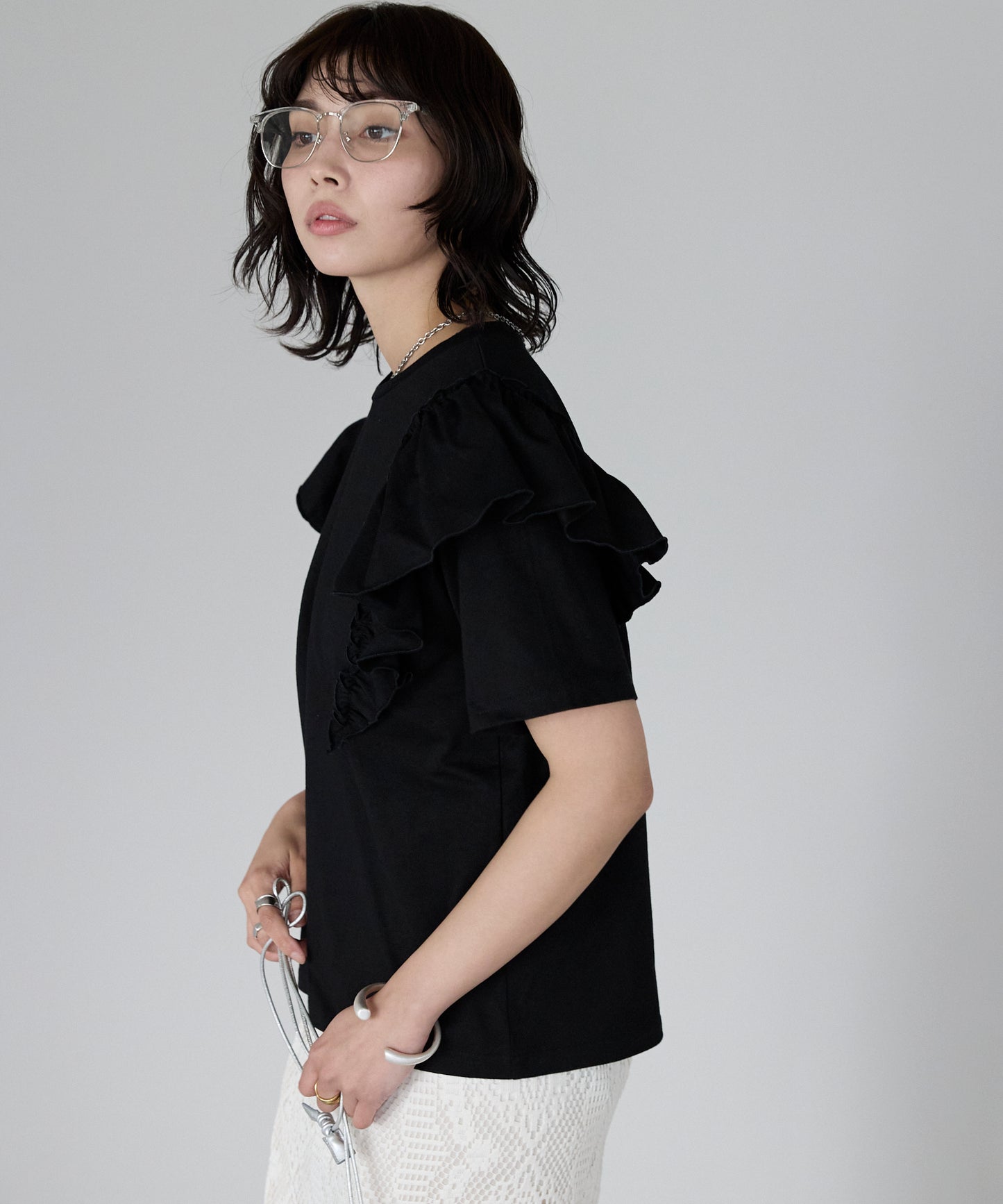 Shoulder frill T-shirt ショルダーフリルT