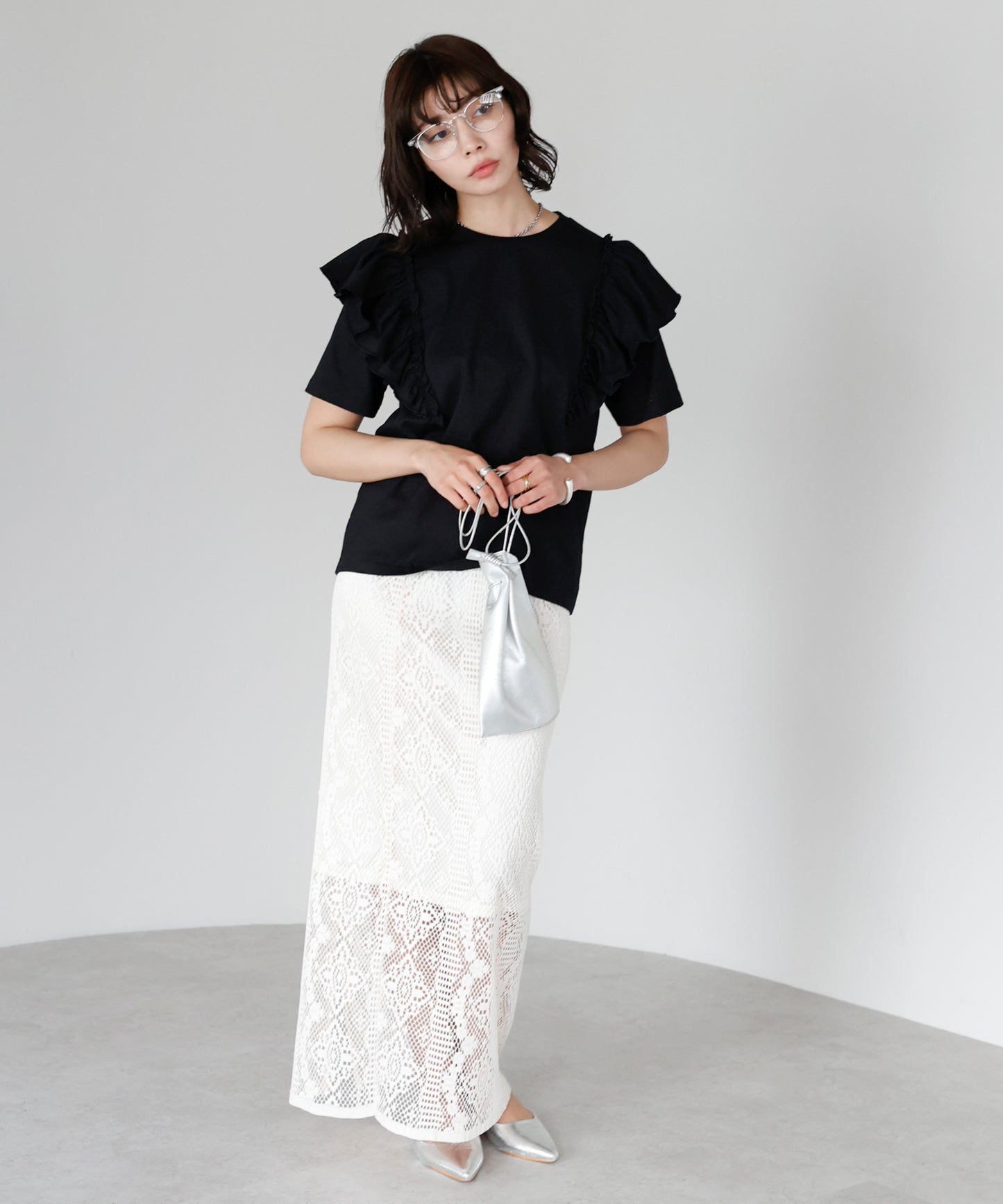 Shoulder frill T-shirt ショルダーフリルT
