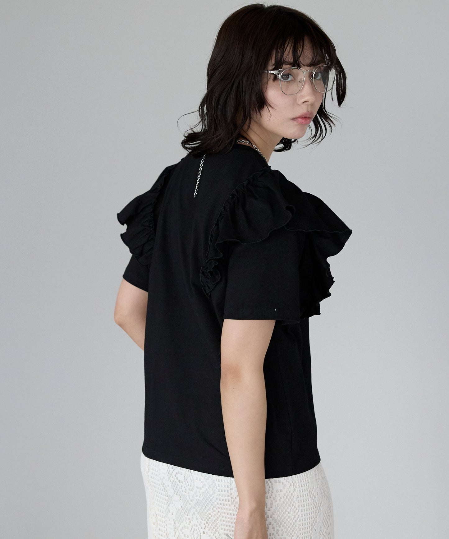 Shoulder frill T-shirt ショルダーフリルT