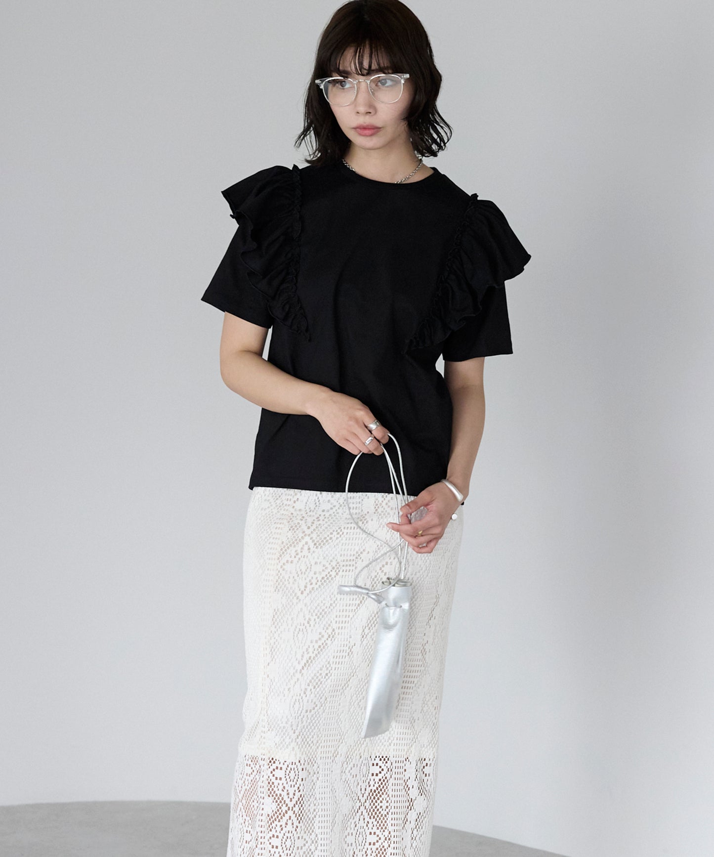 Shoulder frill T-shirt ショルダーフリルT