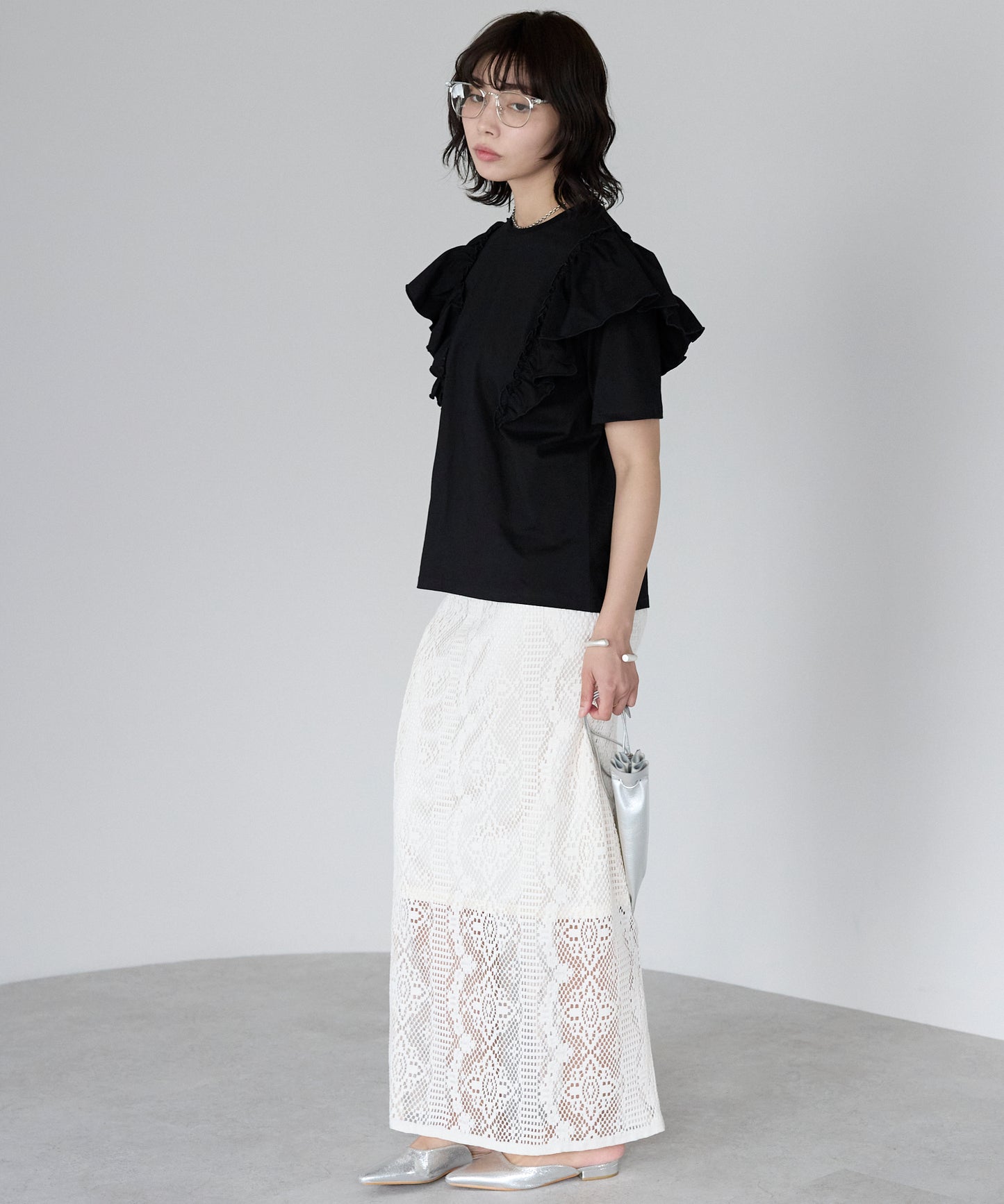 Shoulder frill T-shirt ショルダーフリルT