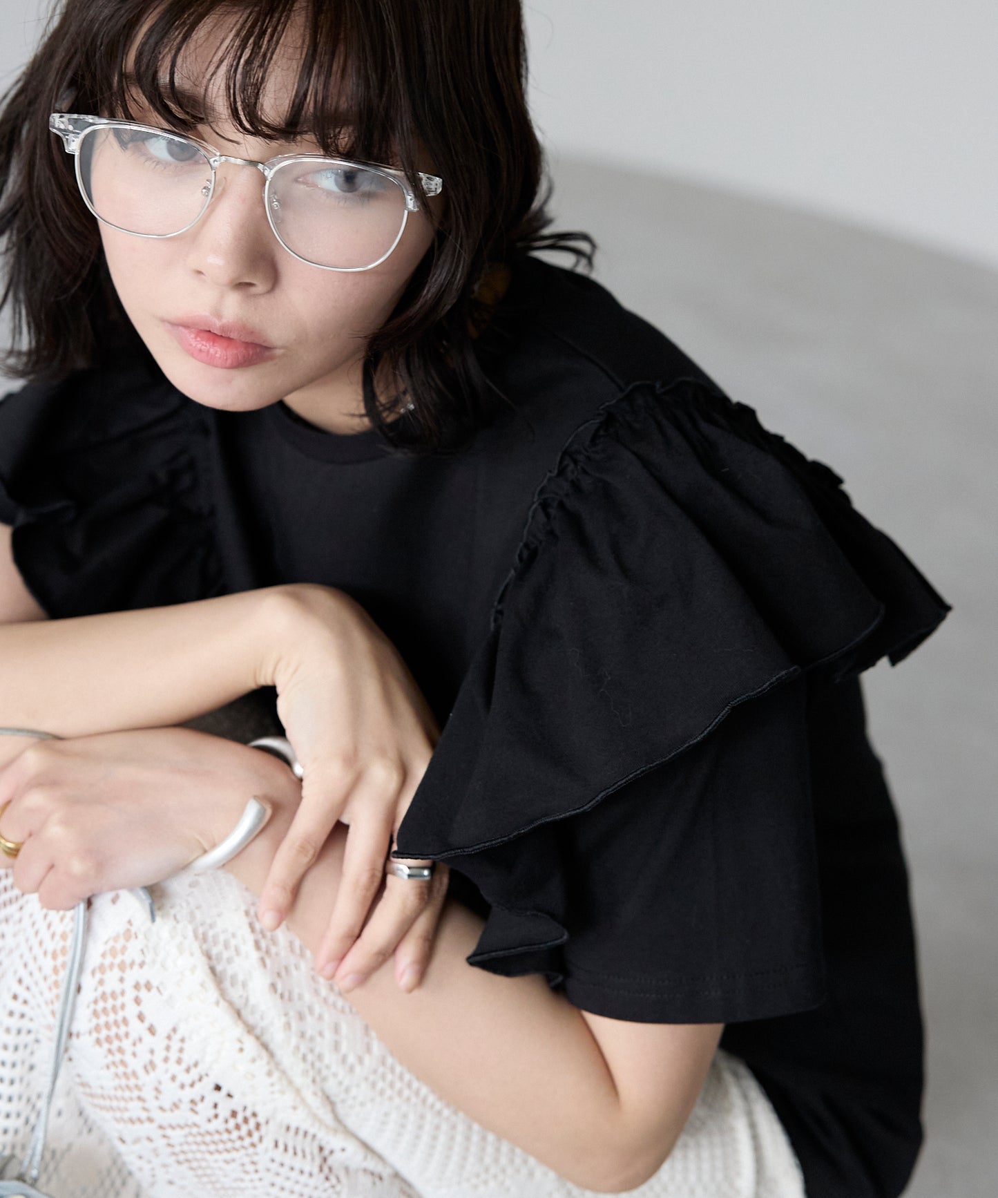 Shoulder frill T-shirt ショルダーフリルT
