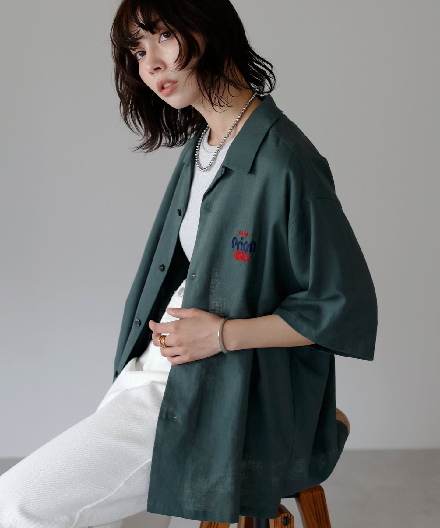 Orion Beer Embroidered Shirt　オリオンビール刺繍半袖開襟シャツ