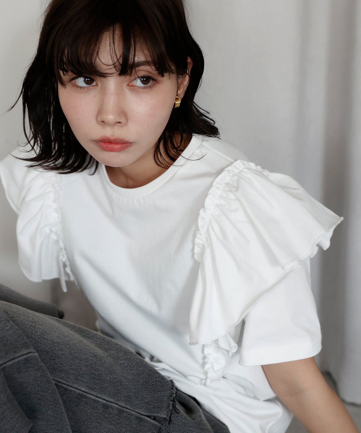 Shoulder frill T-shirt ショルダーフリルT
