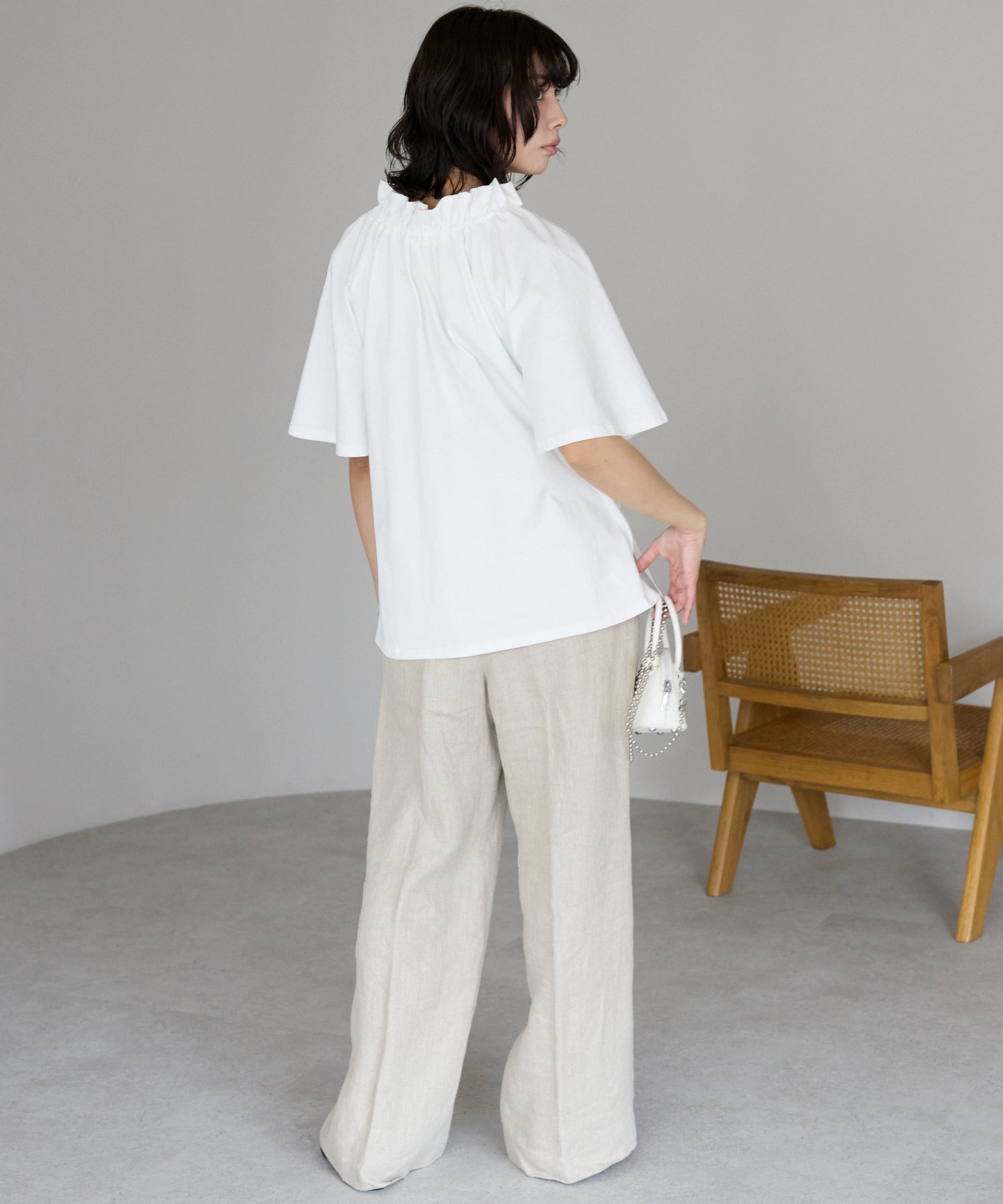 Drawstring ribbon tops　ドロストリボントップス