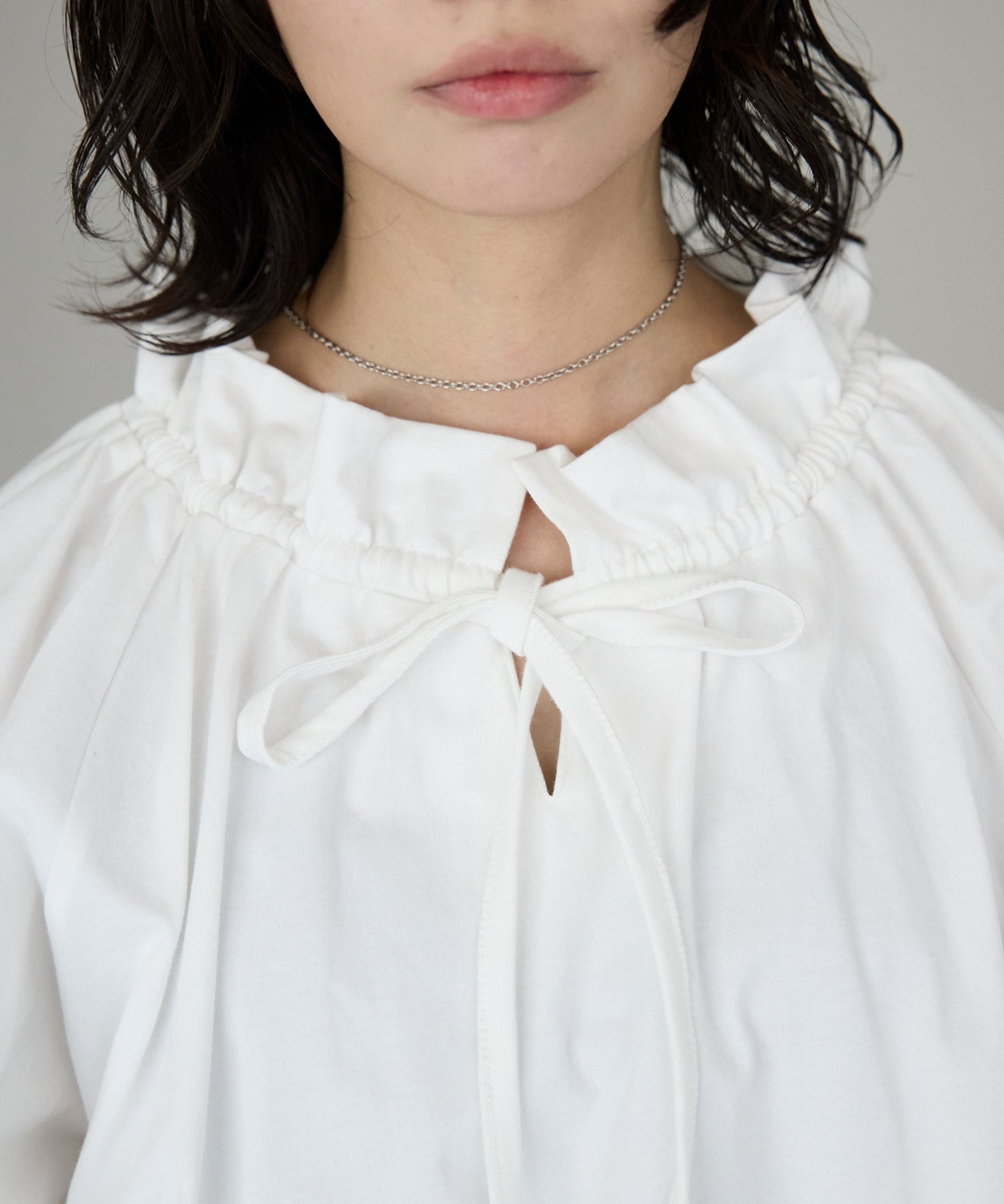 Drawstring ribbon tops　ドロストリボントップス