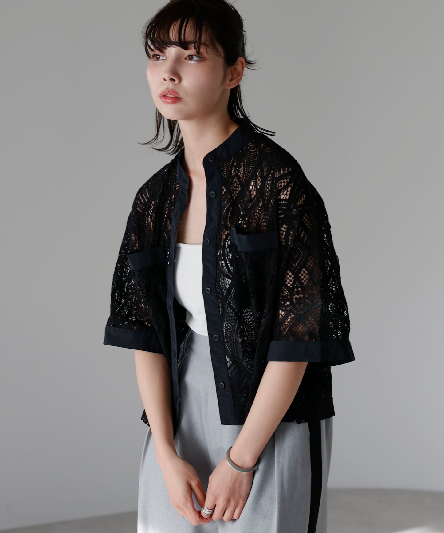 Cropped lace shirt クロップドレースシャツ