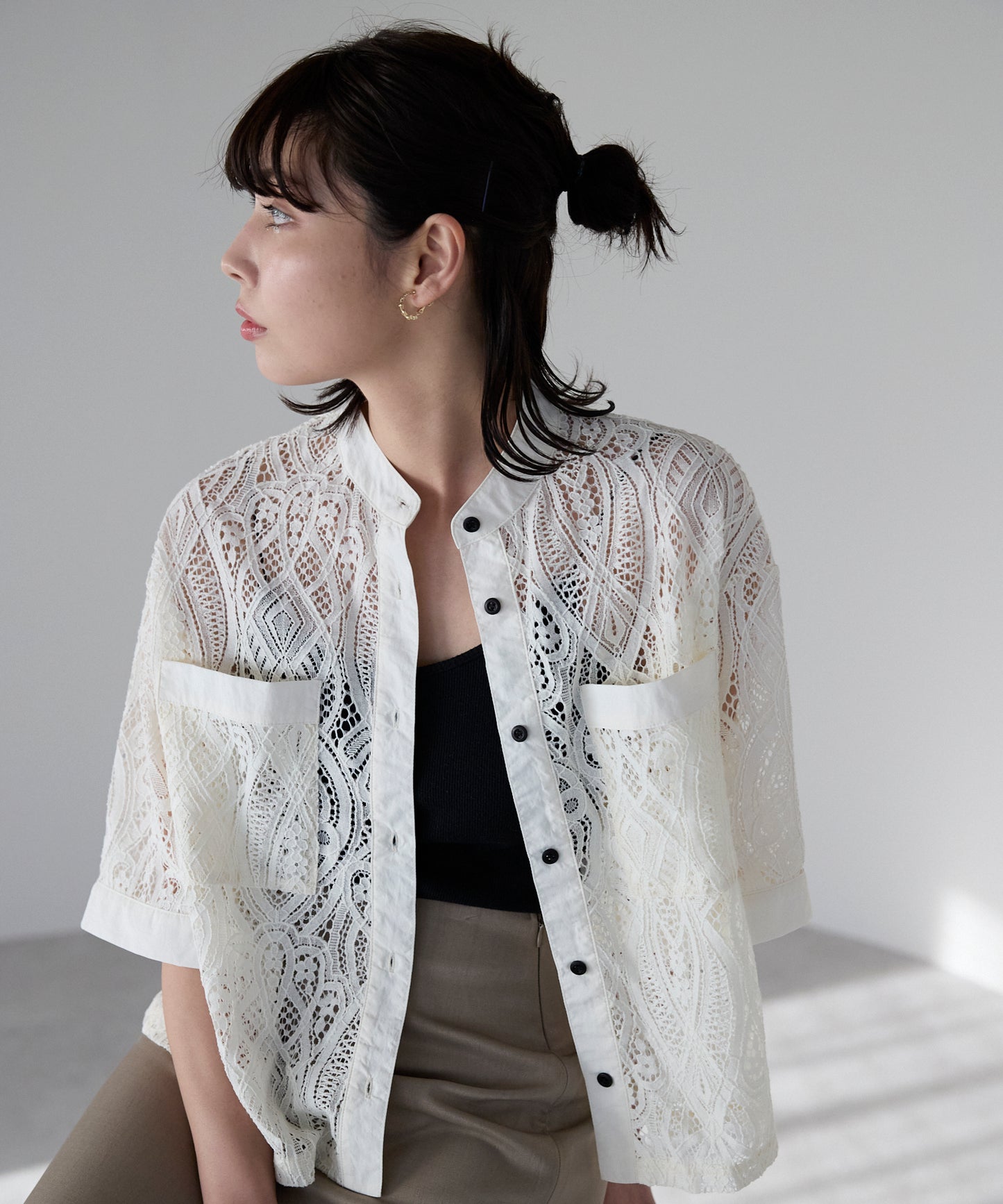 Cropped lace shirt クロップドレースシャツ