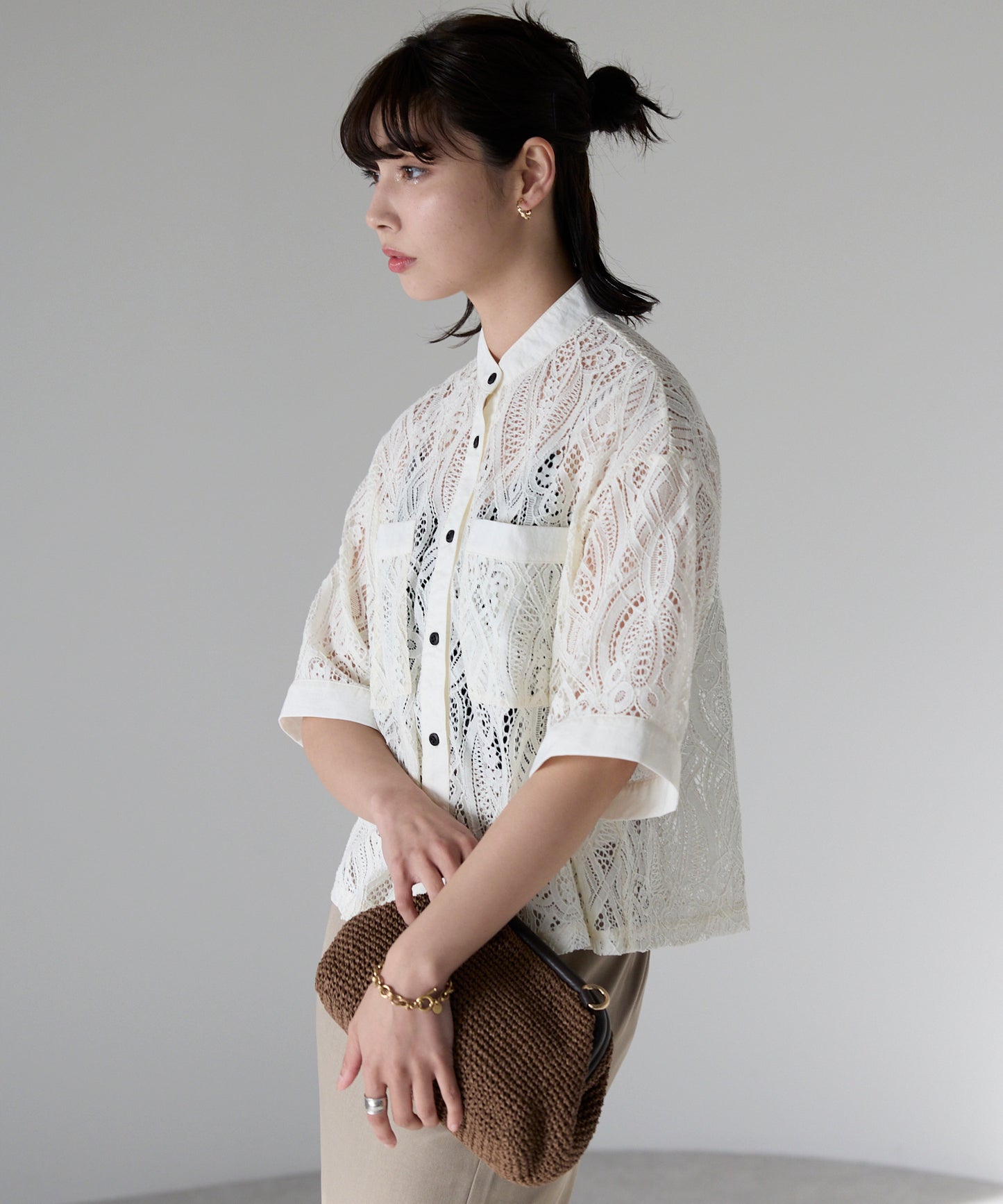 Cropped lace shirt クロップドレースシャツ