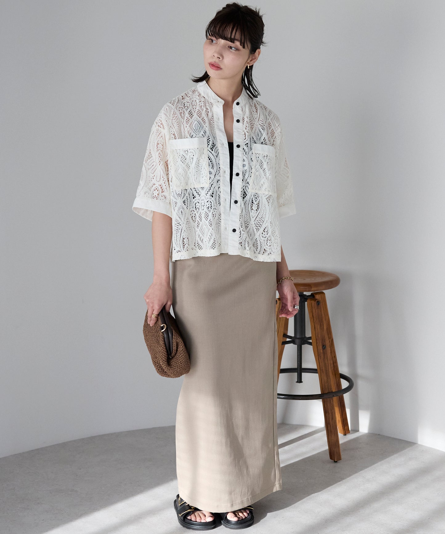 Cropped lace shirt クロップドレースシャツ