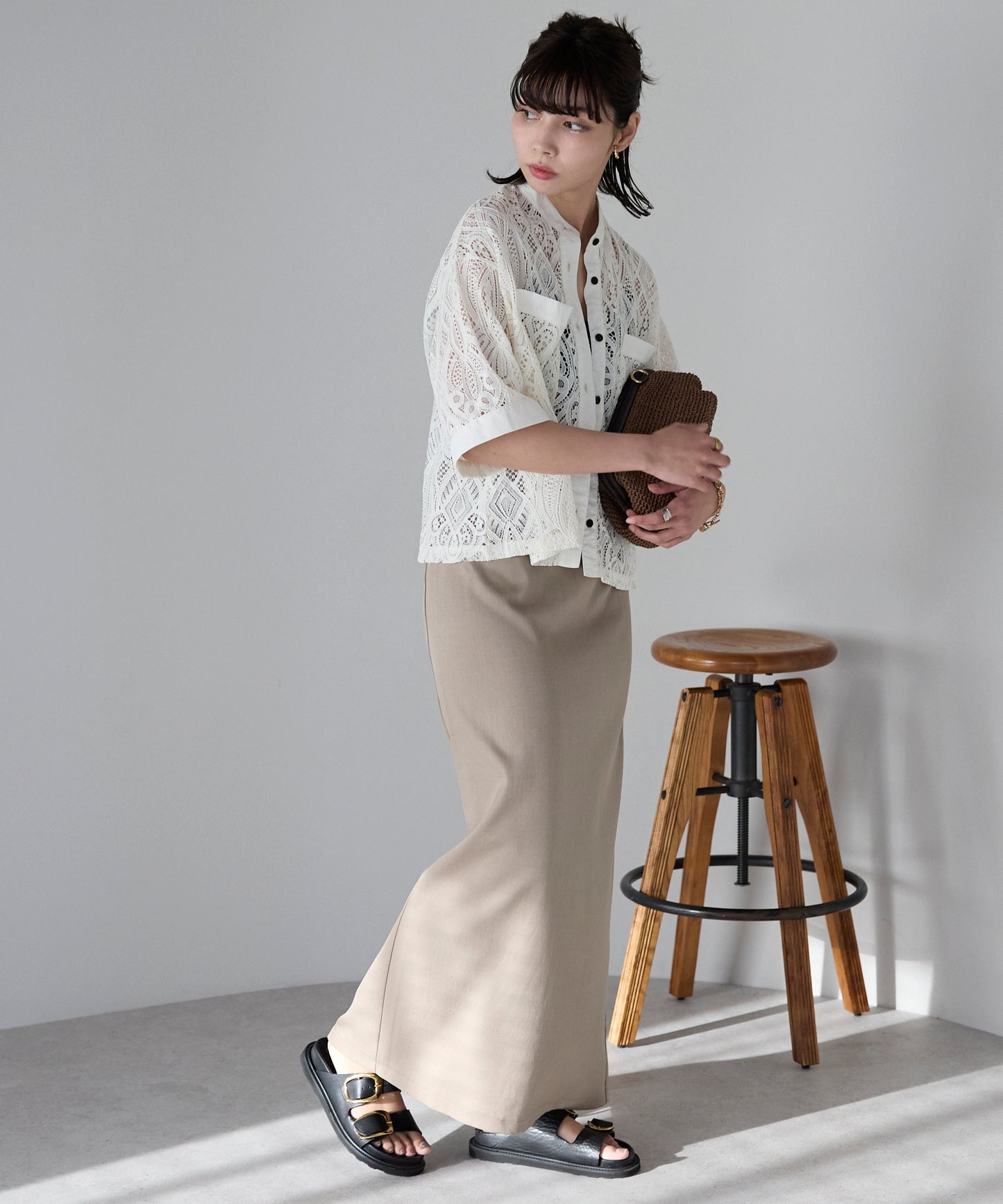 Cropped lace shirt クロップドレースシャツ