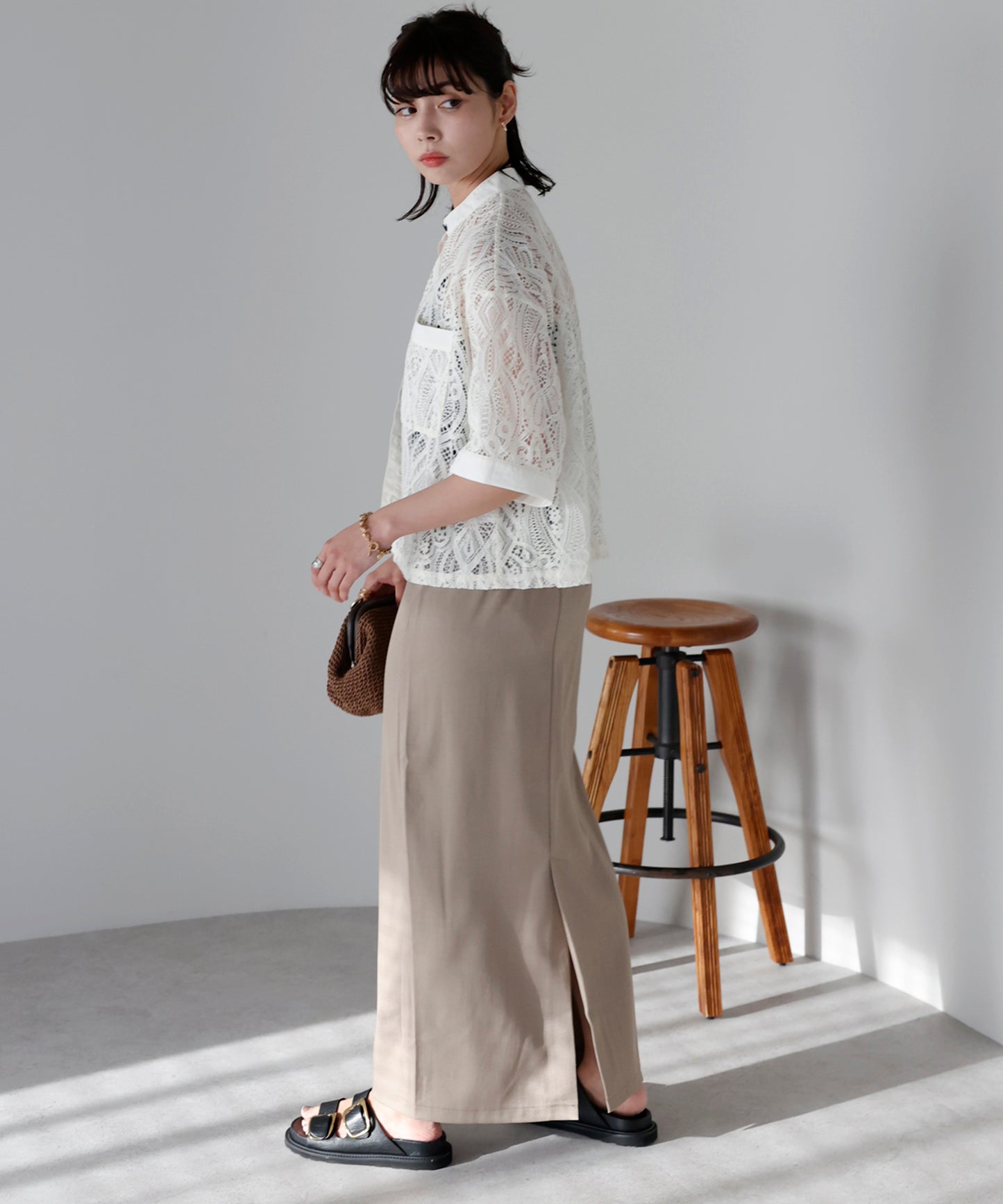 Cropped lace shirt クロップドレースシャツ