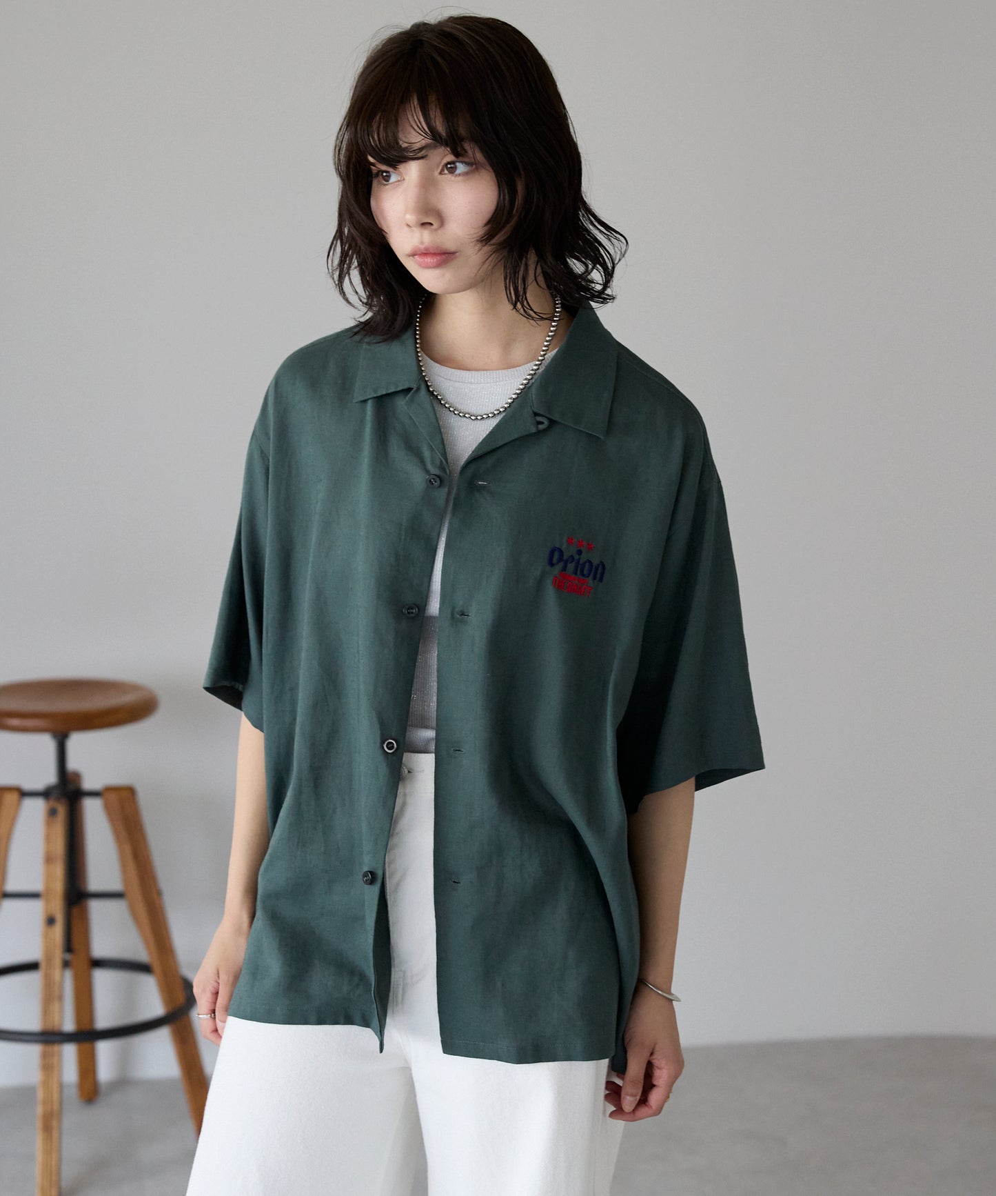 Orion Beer Embroidered Shirt　オリオンビール刺繍半袖開襟シャツ