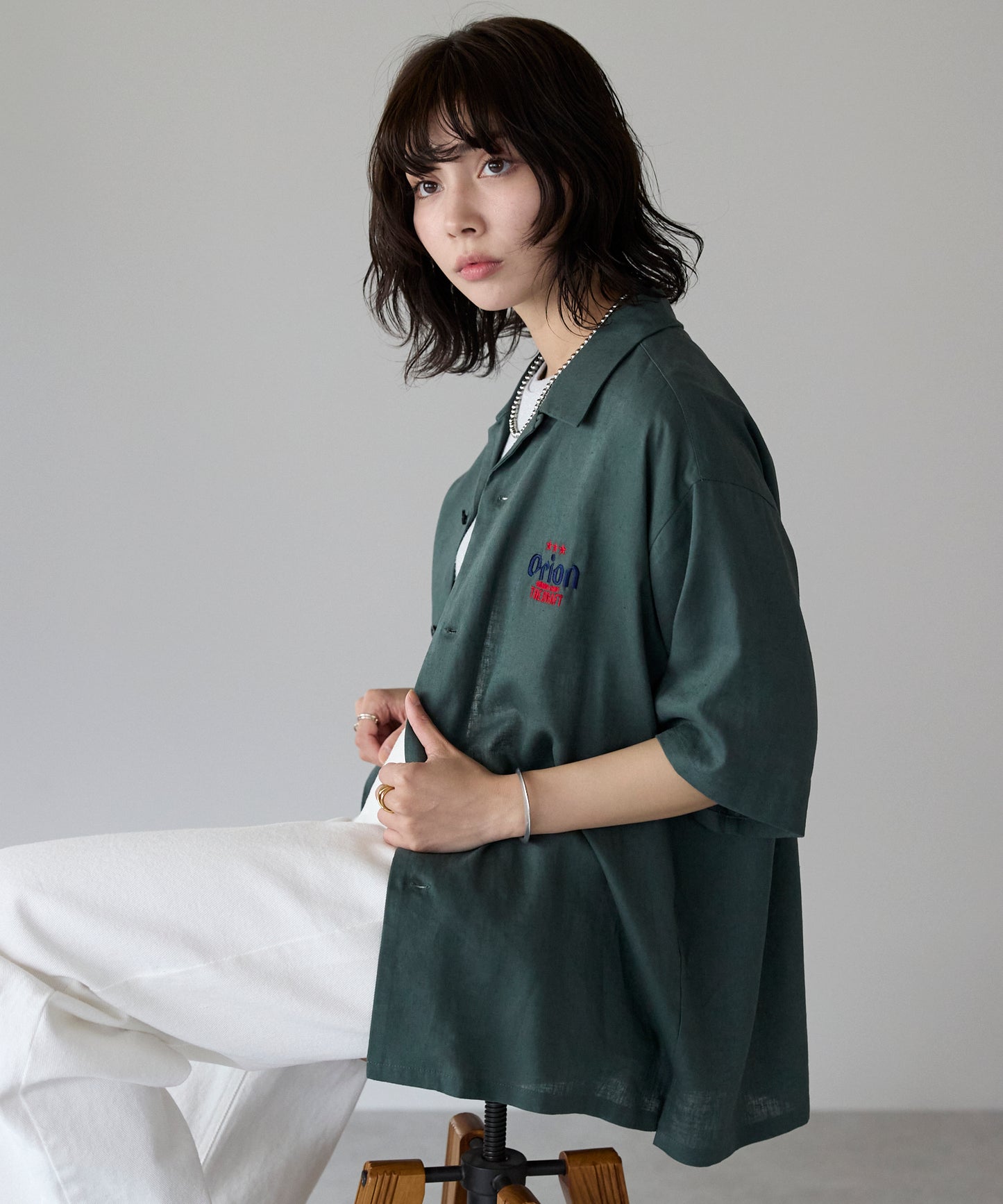 Orion Beer Embroidered Shirt　オリオンビール刺繍半袖開襟シャツ