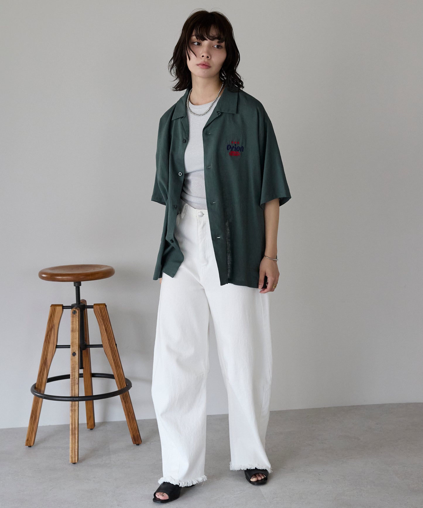 Orion Beer Embroidered Shirt　オリオンビール刺繍半袖開襟シャツ