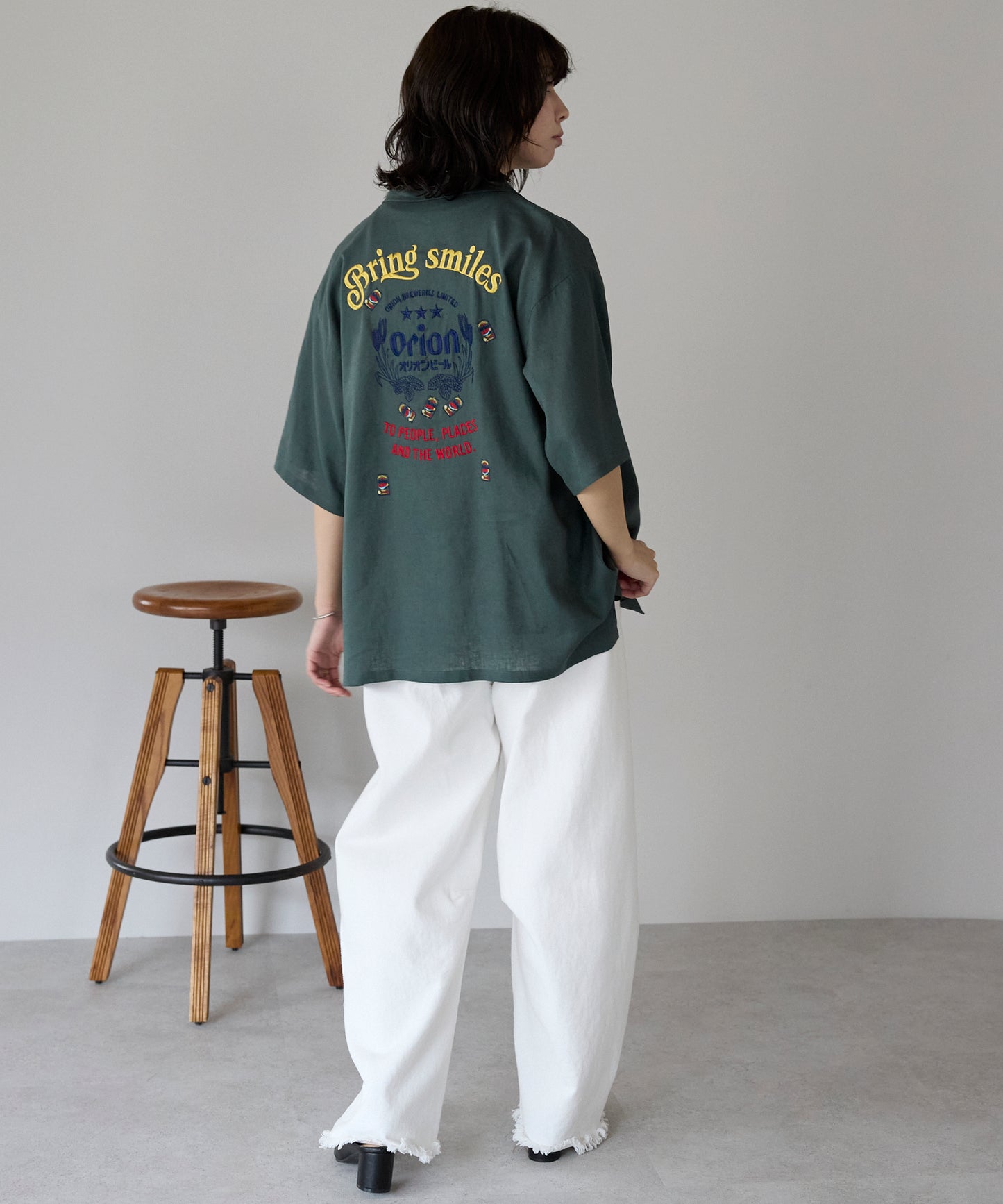 Orion Beer Embroidered Shirt　オリオンビール刺繍半袖開襟シャツ