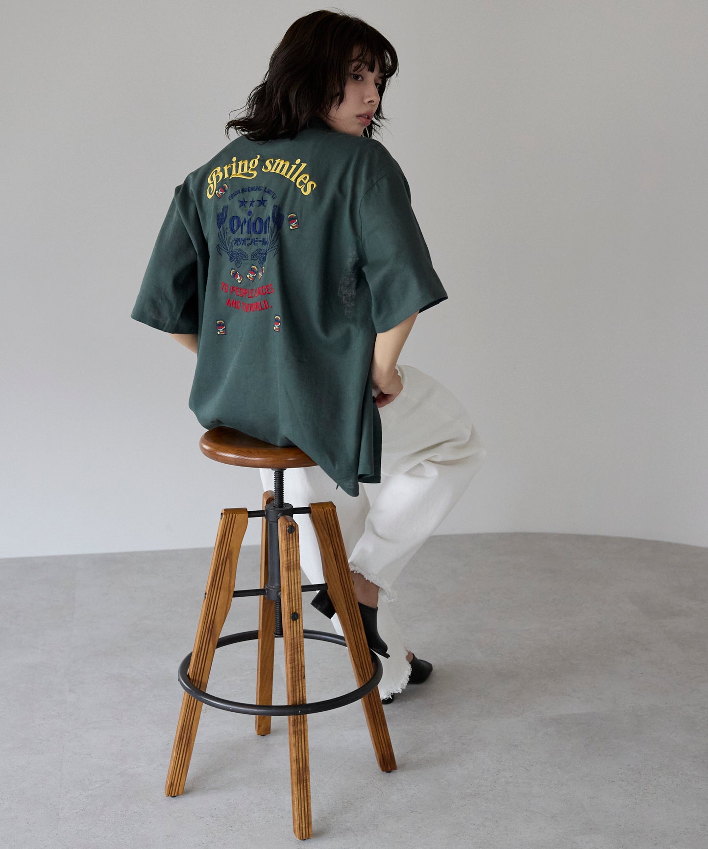 Orion Beer Embroidered Shirt　オリオンビール刺繍半袖開襟シャツ