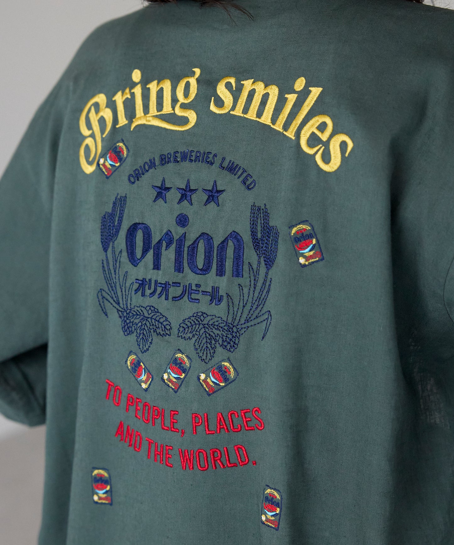 Orion Beer Embroidered Shirt　オリオンビール刺繍半袖開襟シャツ