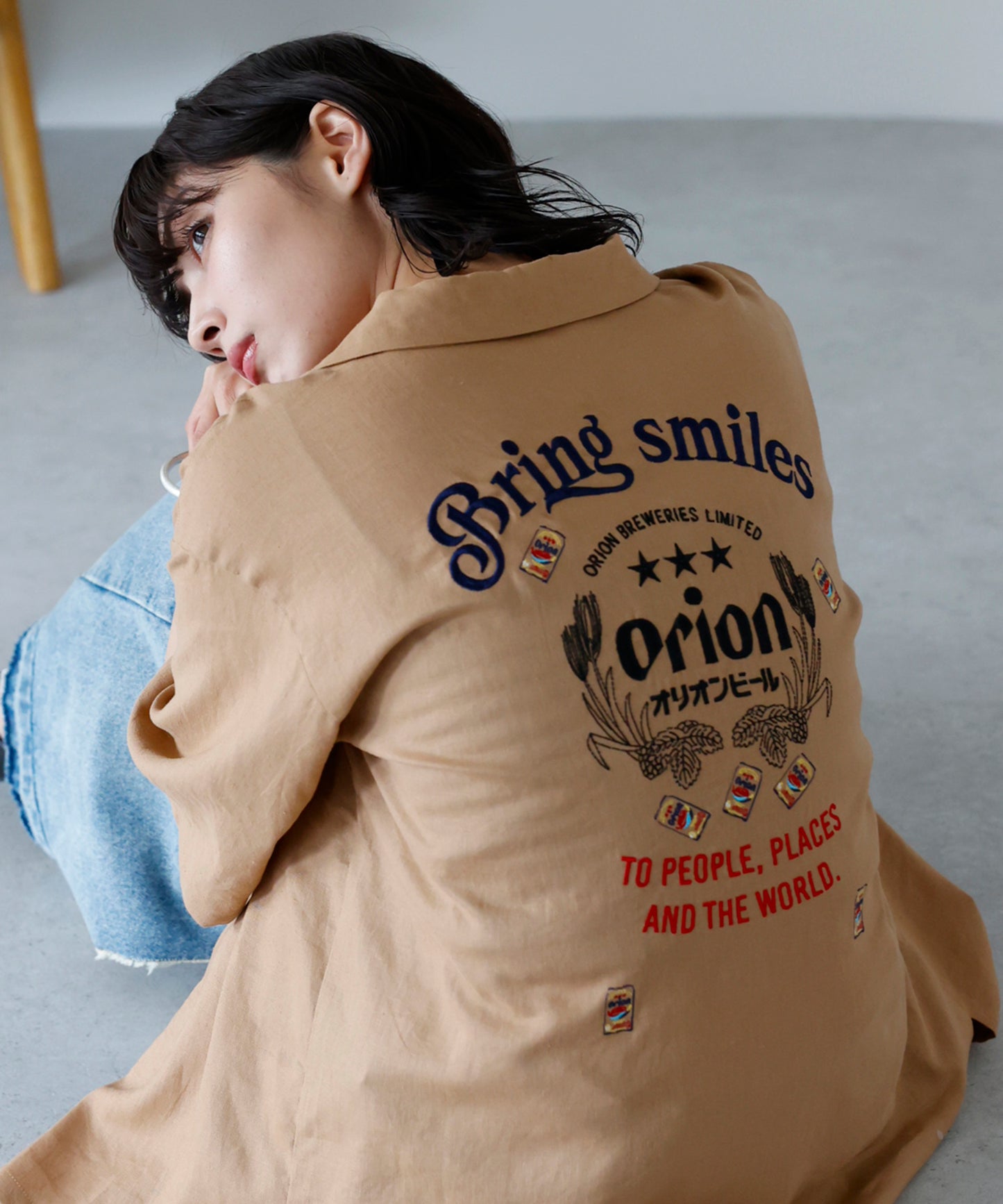 Orion Beer Embroidered Shirt　オリオンビール刺繍半袖開襟シャツ