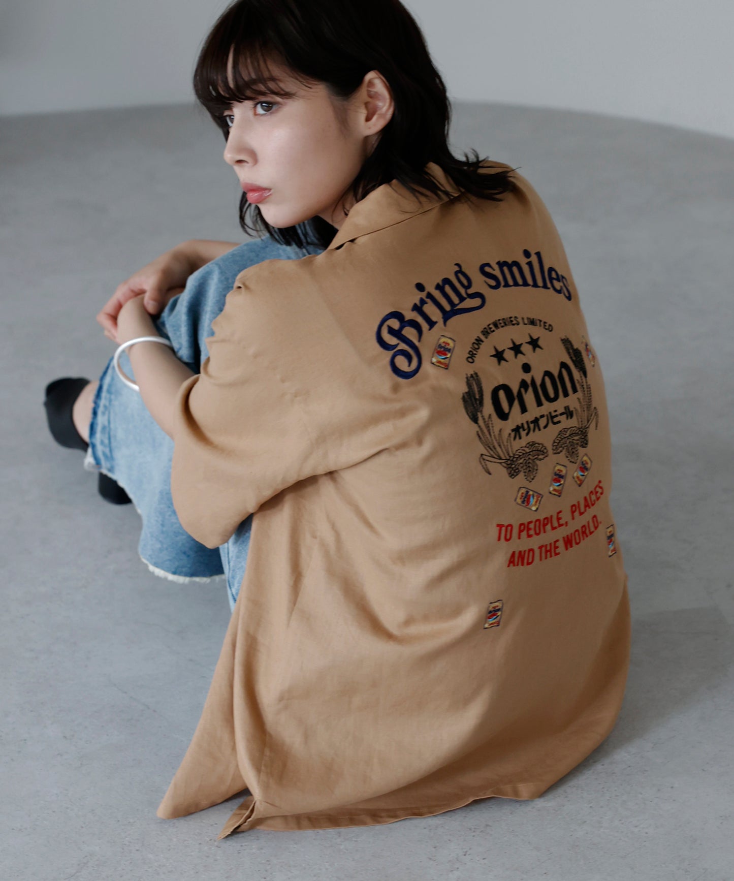 Orion Beer Embroidered Shirt　オリオンビール刺繍半袖開襟シャツ