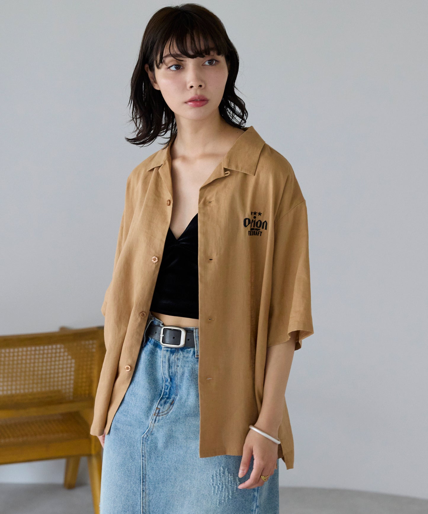 Orion Beer Embroidered Shirt　オリオンビール刺繍半袖開襟シャツ