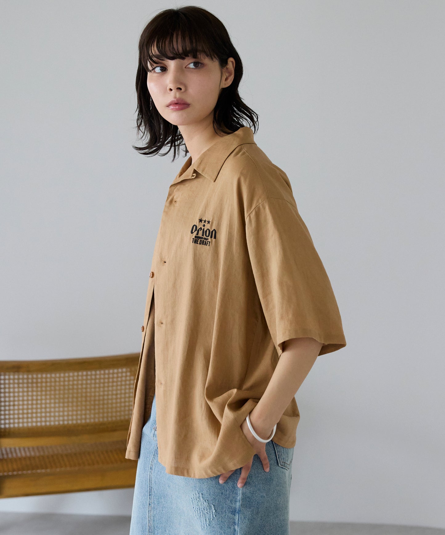 Orion Beer Embroidered Shirt　オリオンビール刺繍半袖開襟シャツ